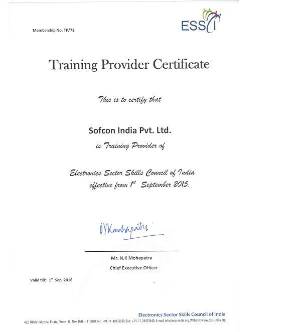 Certification Showcase of Sofcon India Pvt. Ltd.