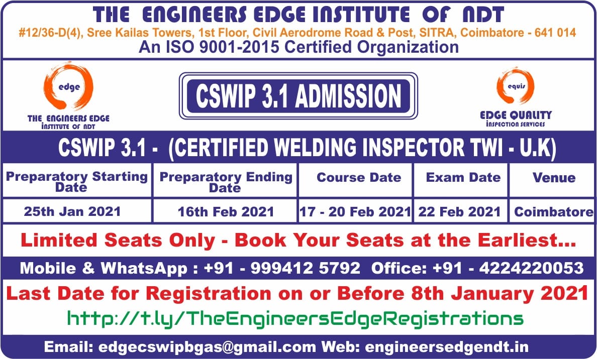 Counselling Desk of  The Engineers EDGE Institute of ASNT, BGAS, CSWIP (K.S.C)