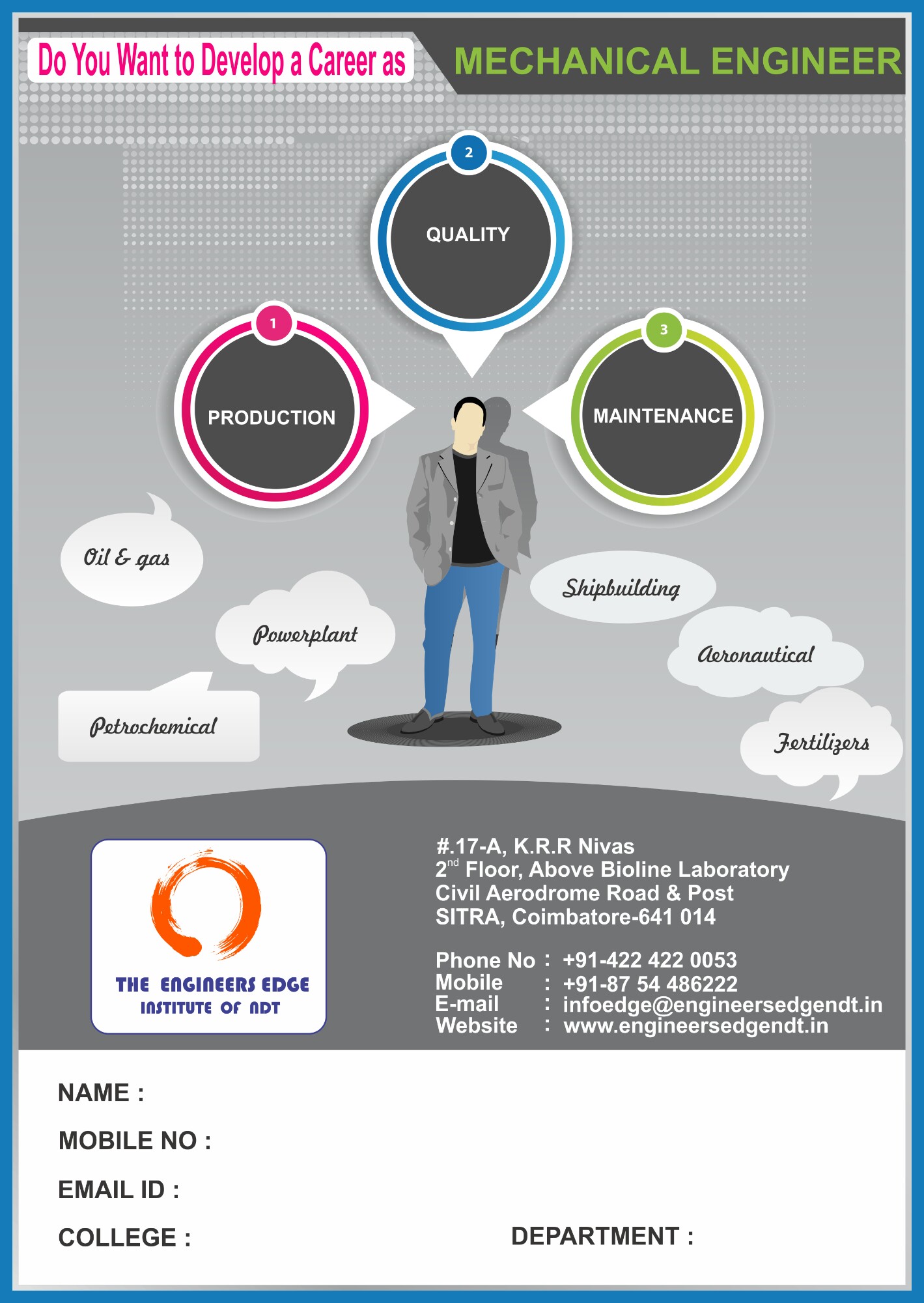 Counselling Desk of  The Engineers EDGE Institute of ASNT, BGAS, CSWIP (K.S.C)