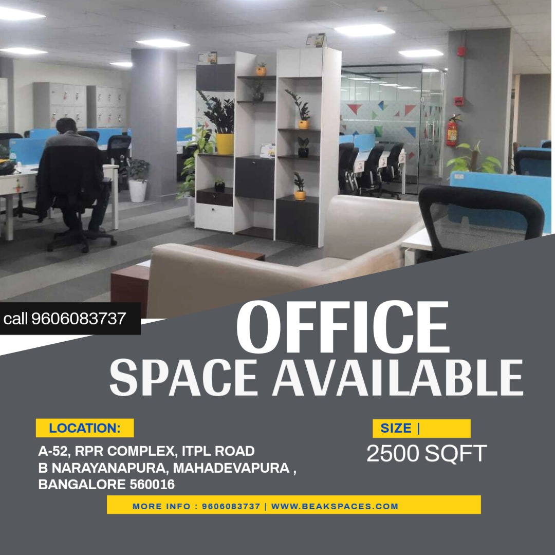 250 sqft Office Space for Rent Only in Geddalahalli