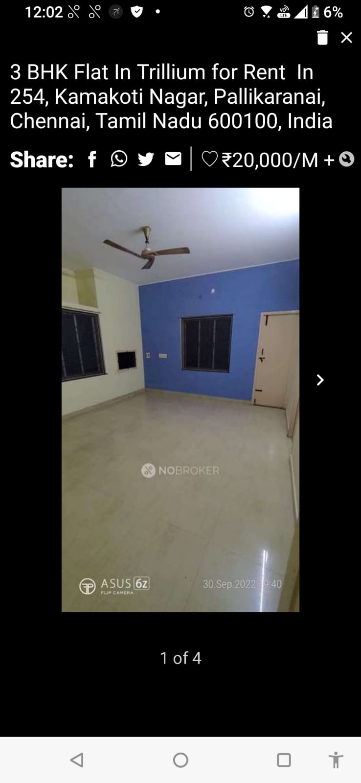 3 BHK Residential Apartment for Rent Only in Pallikaranai